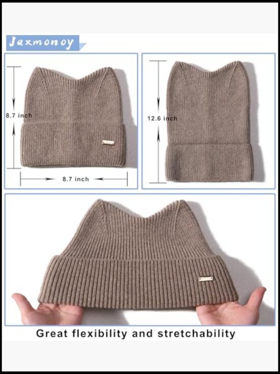 Cat Ear Knit Beanie Hat - Soft Warm Skull Cap for Women and Men